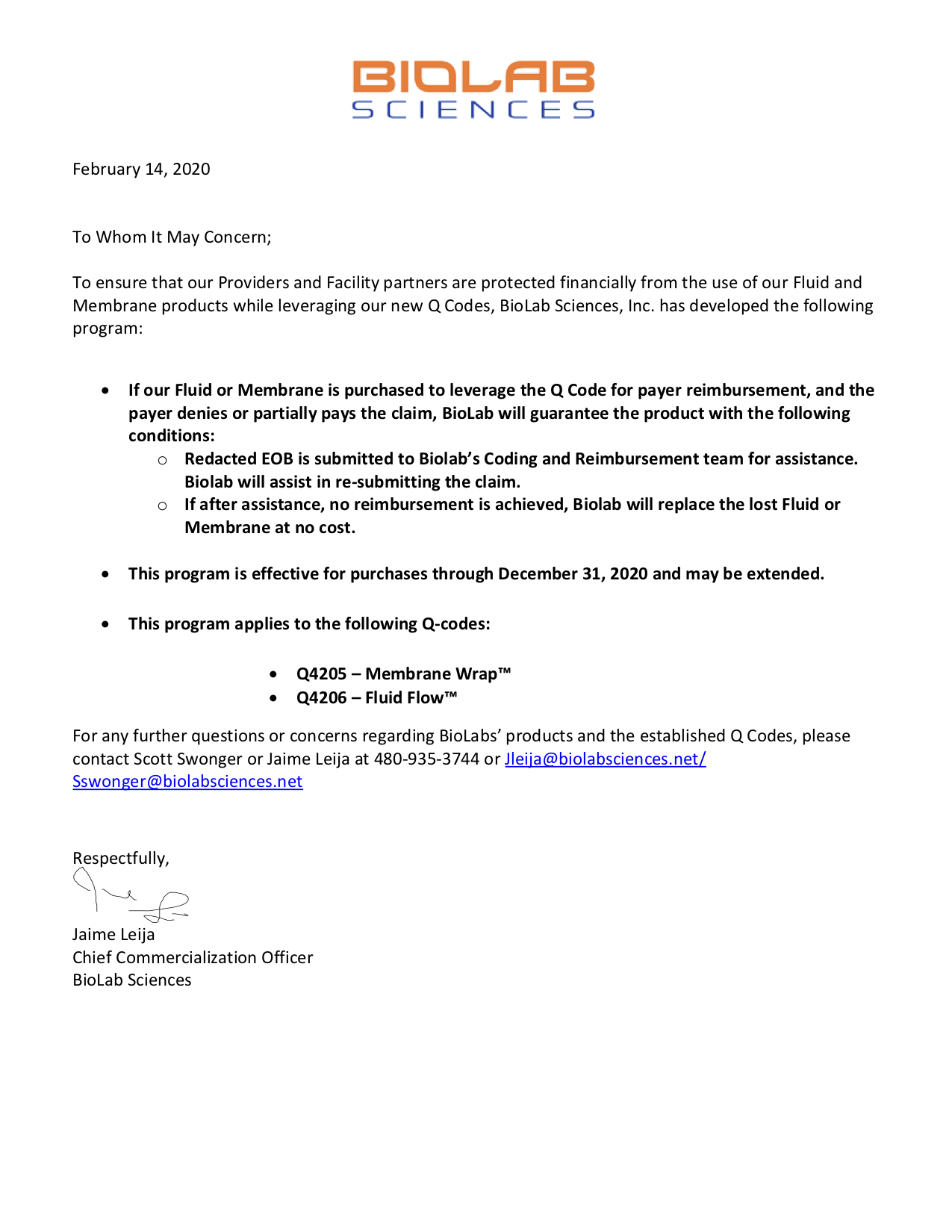 Reimbursement Guarantee 2020